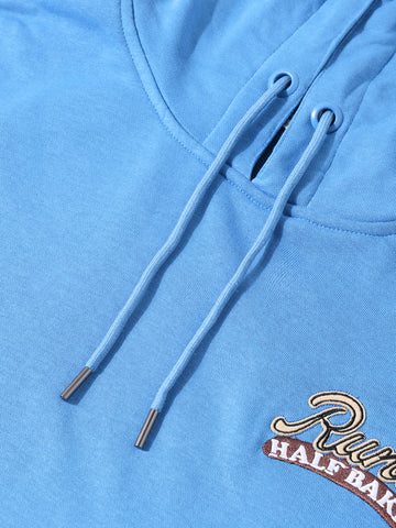 Men's Blue Relaxed Fit Graphic Printed Casual Sweatshirt