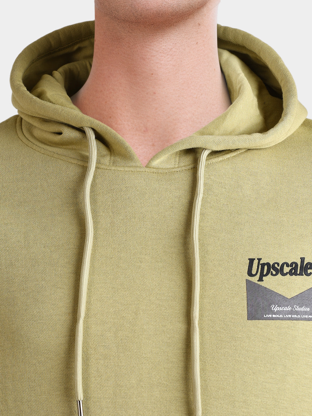 Men's Olive Boxy Fit Graphic Printed Casual Sweatshirt
