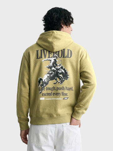 Men's Olive Boxy Fit Graphic Printed Casual Sweatshirt