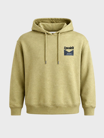 Men's Olive Boxy Fit Graphic Printed Casual Sweatshirt