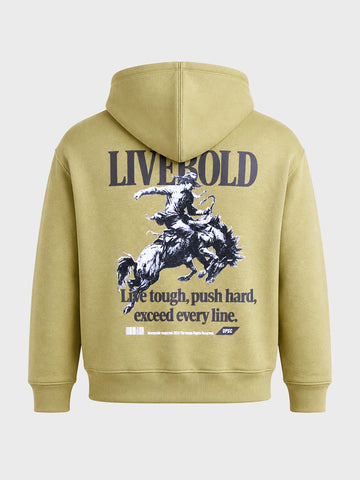 Men's Olive Boxy Fit Graphic Printed Casual Sweatshirt