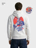 Men's White Boxy Fit Graphic Printed Casual Sweatshirt