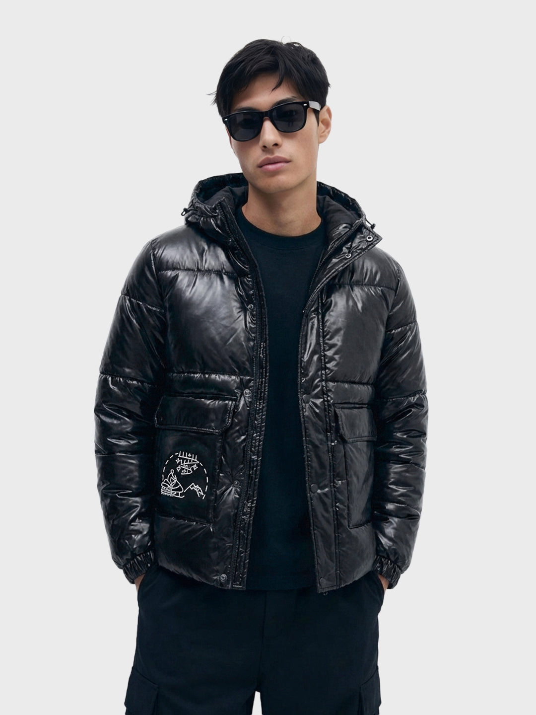 Men's Black Relaxed Fit Solid Casual Jacket