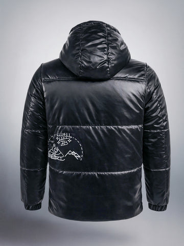 Men's Black Relaxed Fit Solid Casual Jacket