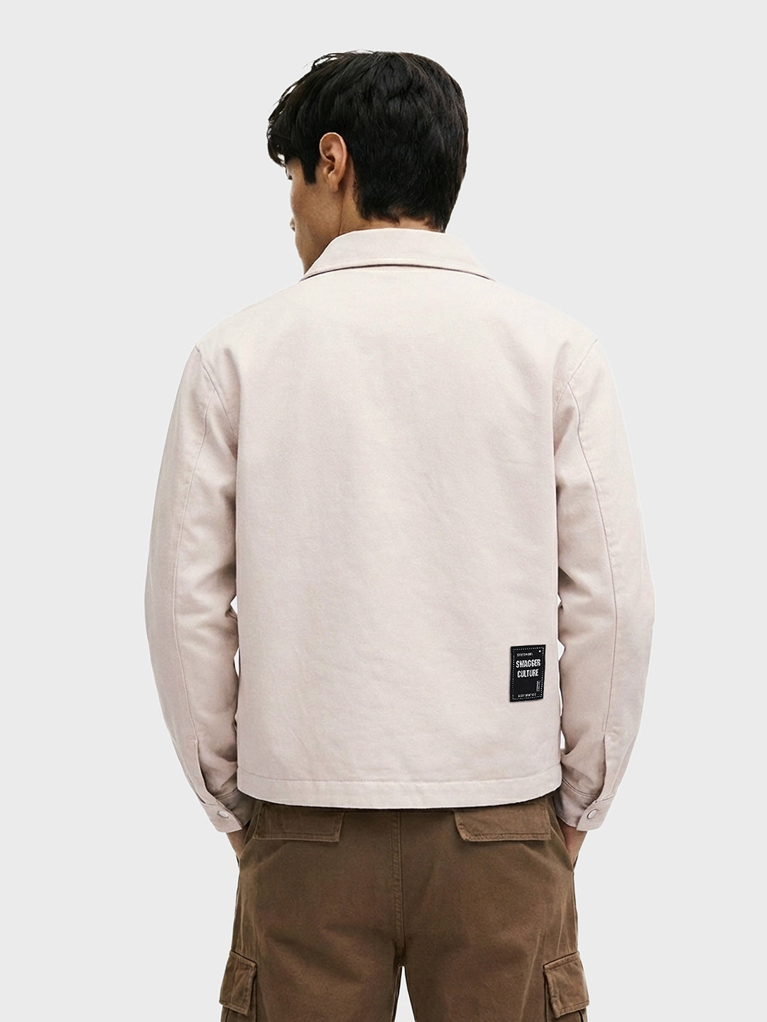 Men's Grey Regular Fit Solid Casual Jacket