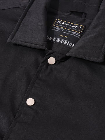 Men's Black Regular Fit Solid Casual Jacket
