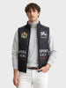 Men's Black Regular Fit Printed Casual Biker Jacket