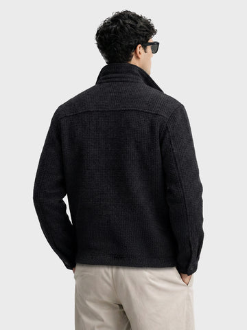 Men's Black Regular Fit Solid Casual Jacket