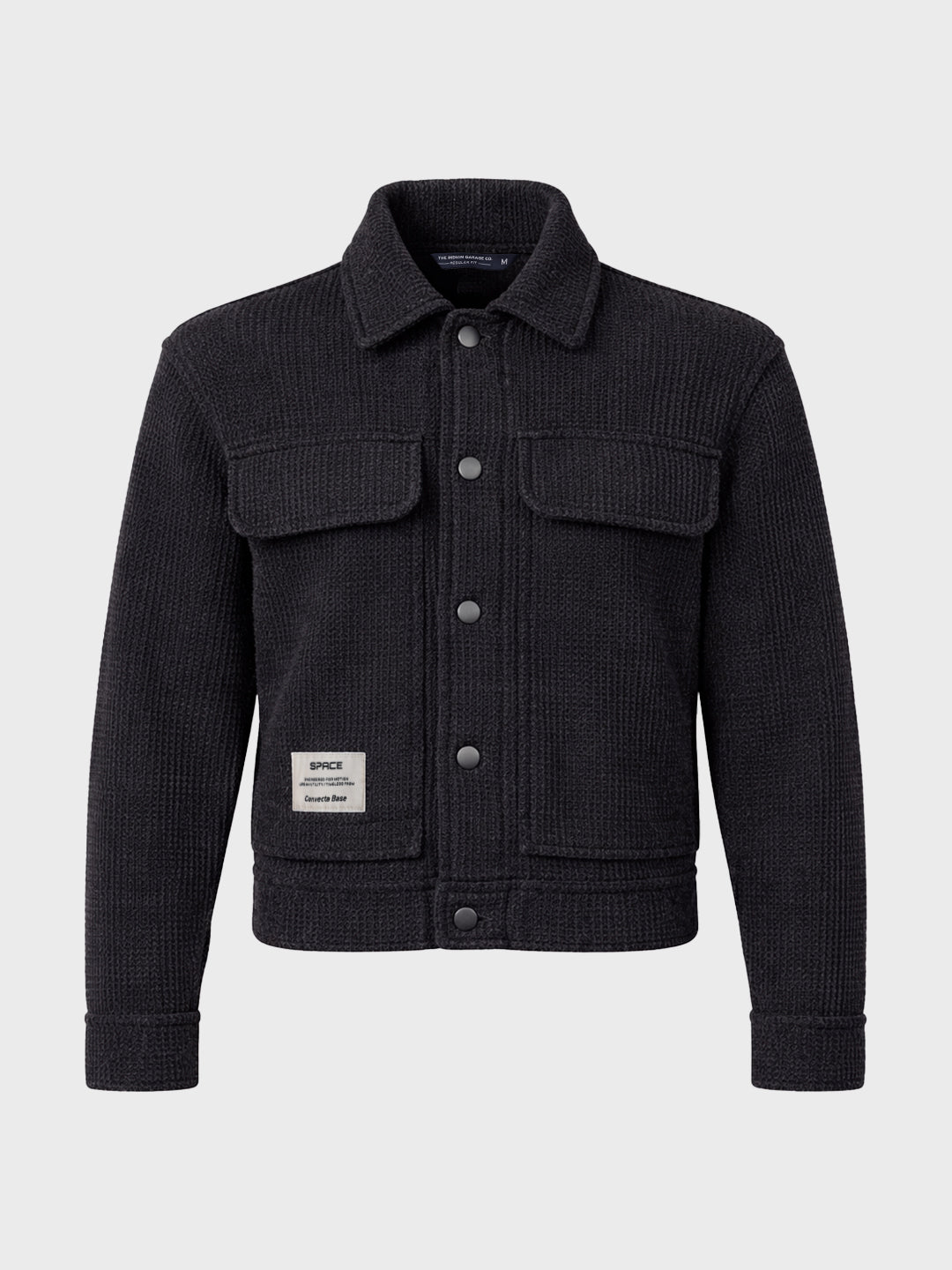 Men's Black Regular Fit Textured Casual Jacket