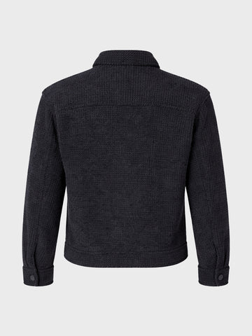 Men's Black Regular Fit Solid Casual Jacket