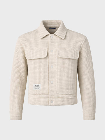 Men's Cream Regular Fit Solid Casual Biker Jacket