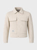 Men's Cream Regular Fit Solid Casual Biker Jacket