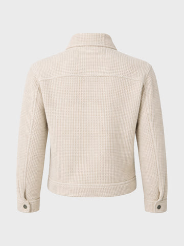Men's Cream Regular Fit Solid Casual Biker Jacket