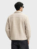 Men's Cream Regular Fit Solid Casual Biker Jacket