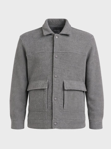 Men's Grey Regular Fit Solid Casual Jacket
