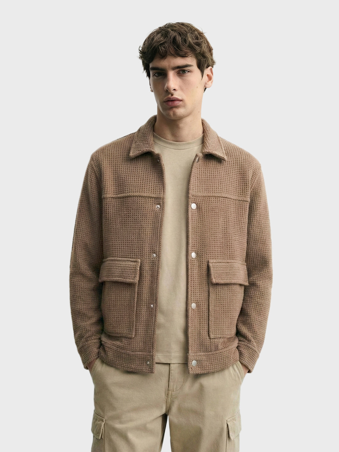 Men's Grey Regular Fit Solid Casual Jacket