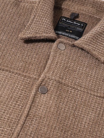 Men's Grey Regular Fit Solid Casual Jacket