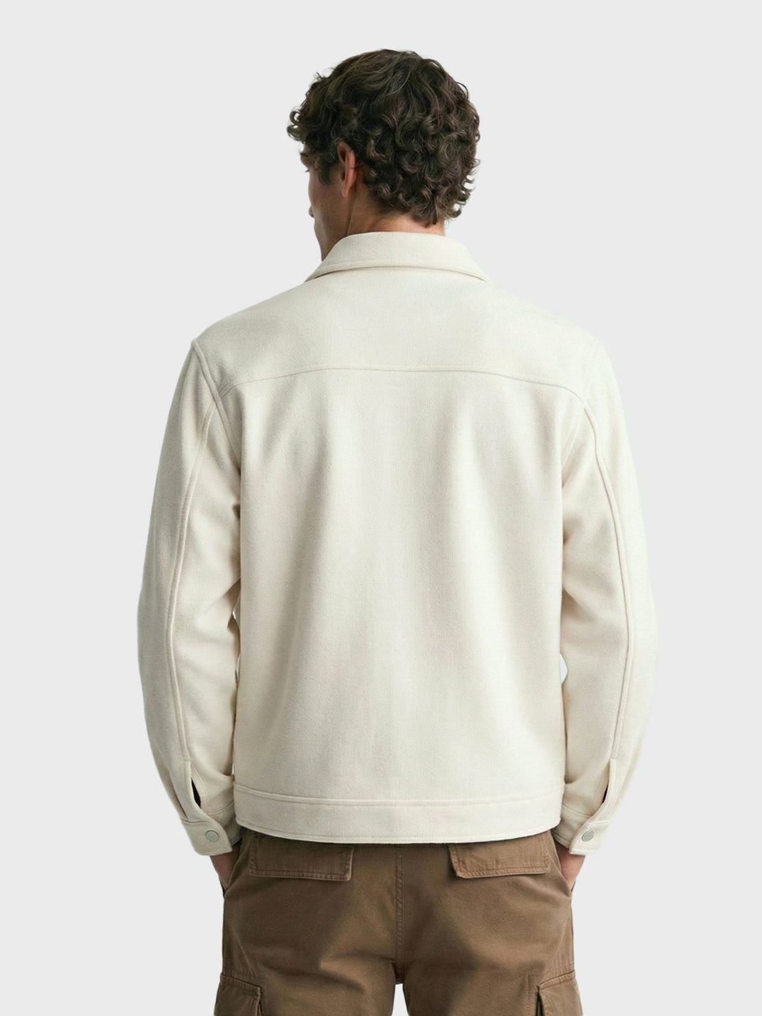 Men's White Regular Fit Solid Casual Jacket