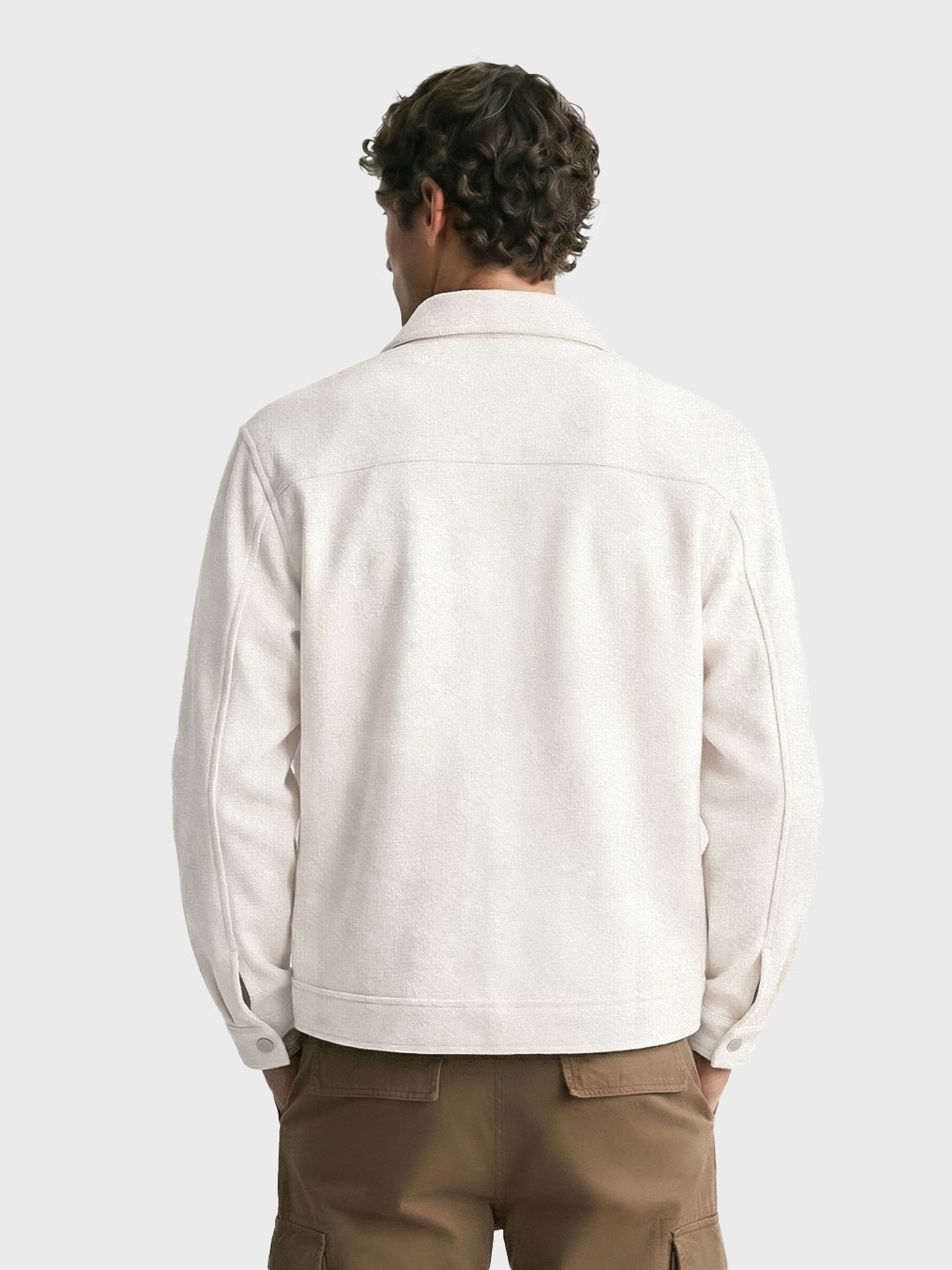 Men's White Regular Fit Solid Casual Jacket