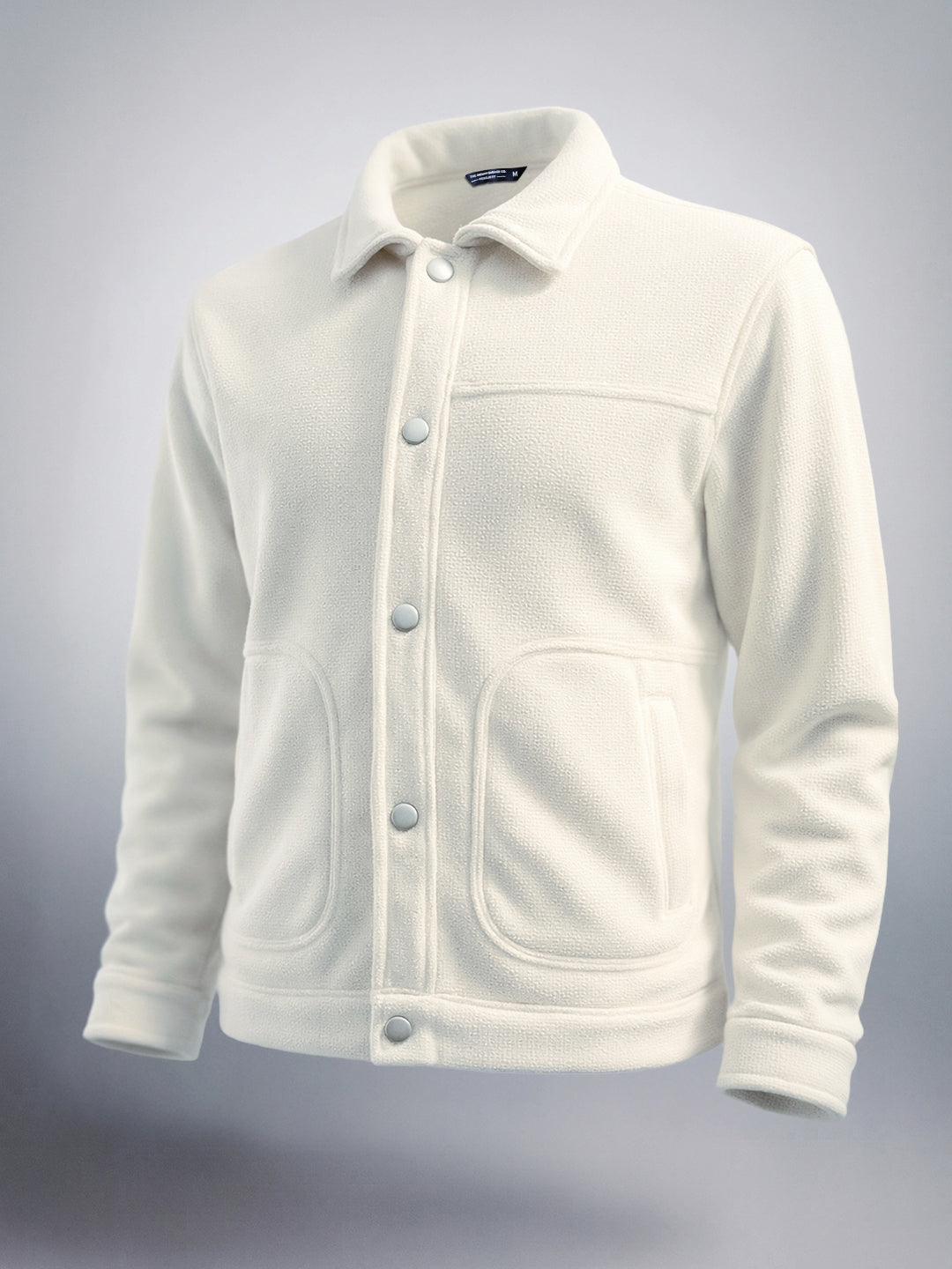 Men's White Regular Fit Solid Casual Jacket