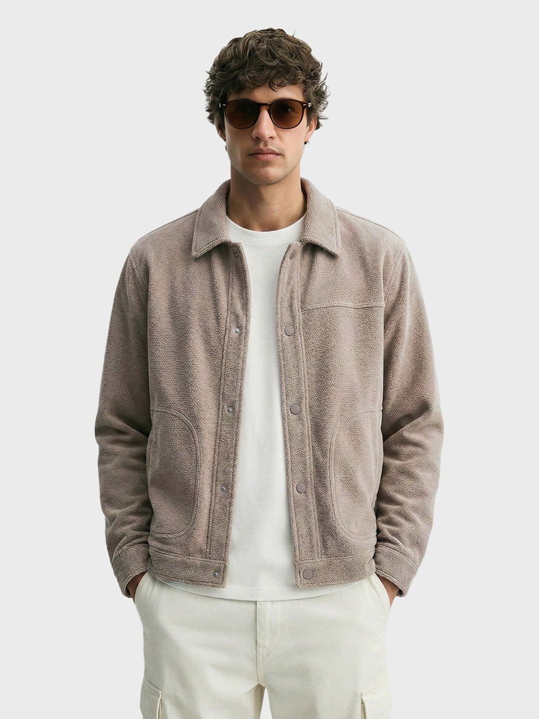 Men's Grey Regular Fit Solid Casual Jacket