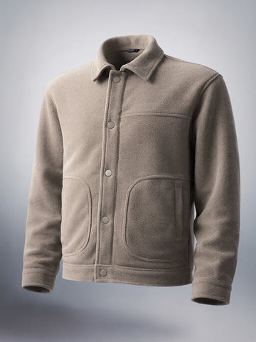 Men's Grey Regular Fit Solid Casual Biker Jacket