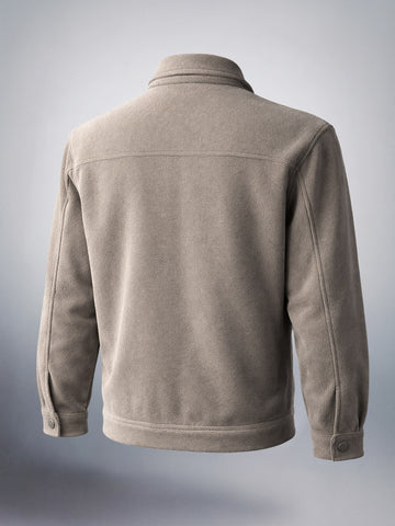 Men's Grey Regular Fit Solid Casual Biker Jacket