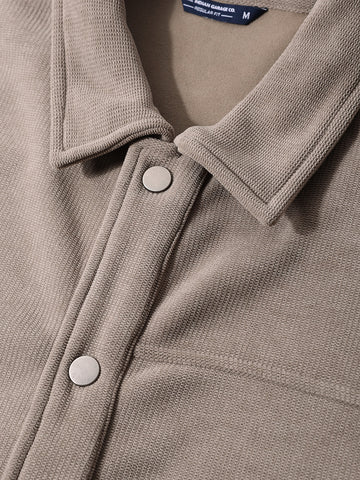 Men's Grey Regular Fit Solid Casual Biker Jacket