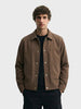 Men's Brown Regular Fit Solid Casual Jacket