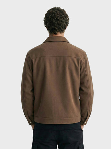Men's Brown Regular Fit Solid Casual Jacket