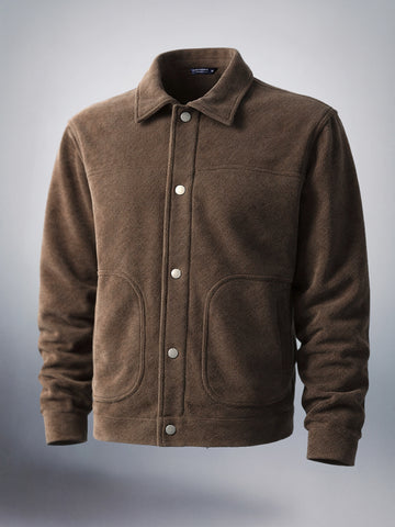Men's Brown Regular Fit Solid Casual Jacket