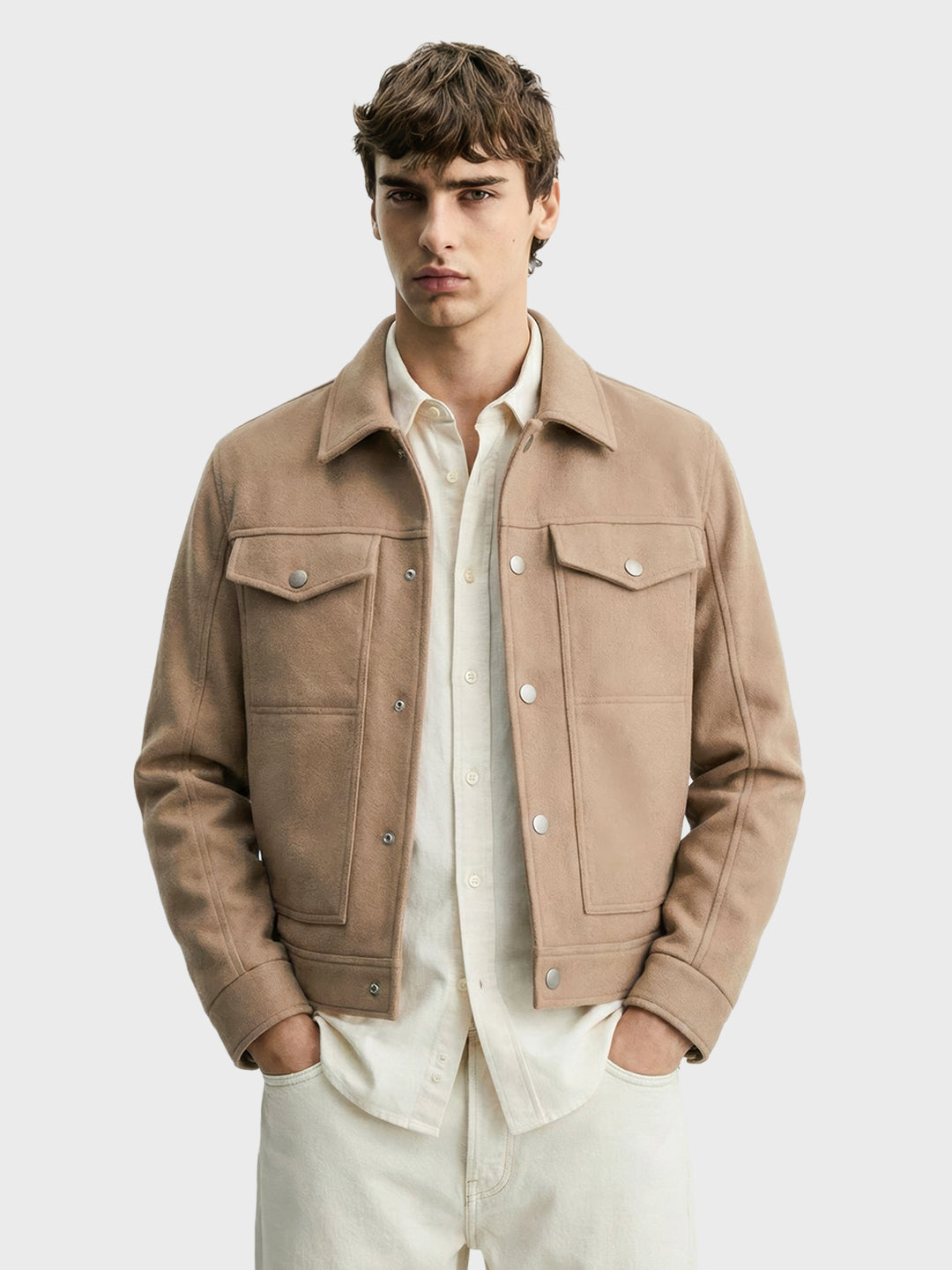Men's Brown Regular Fit Solid Casual Jacket