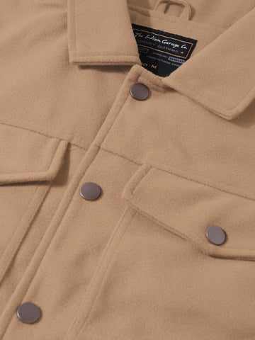 Men's Brown Regular Fit Solid Casual Jacket