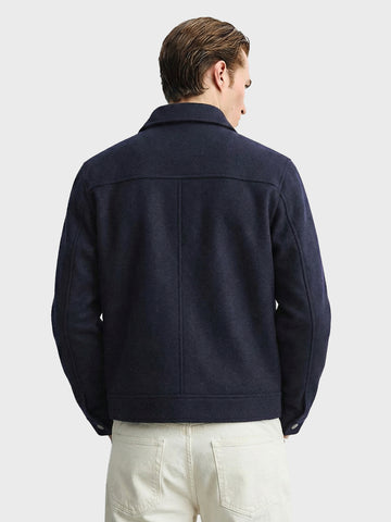Men's Navy Blue Regular Fit Solid Casual Jacket