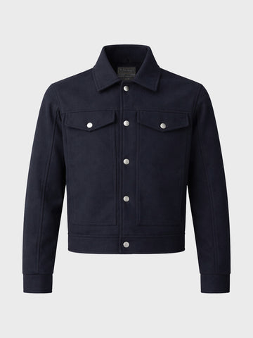 Men's Navy Blue Regular Fit Solid Casual Jacket