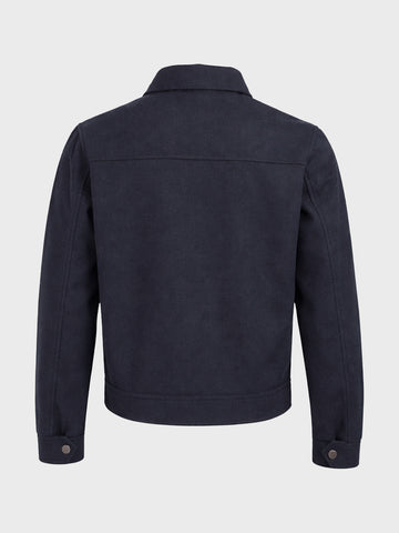 Men's Navy Blue Regular Fit Solid Casual Jacket