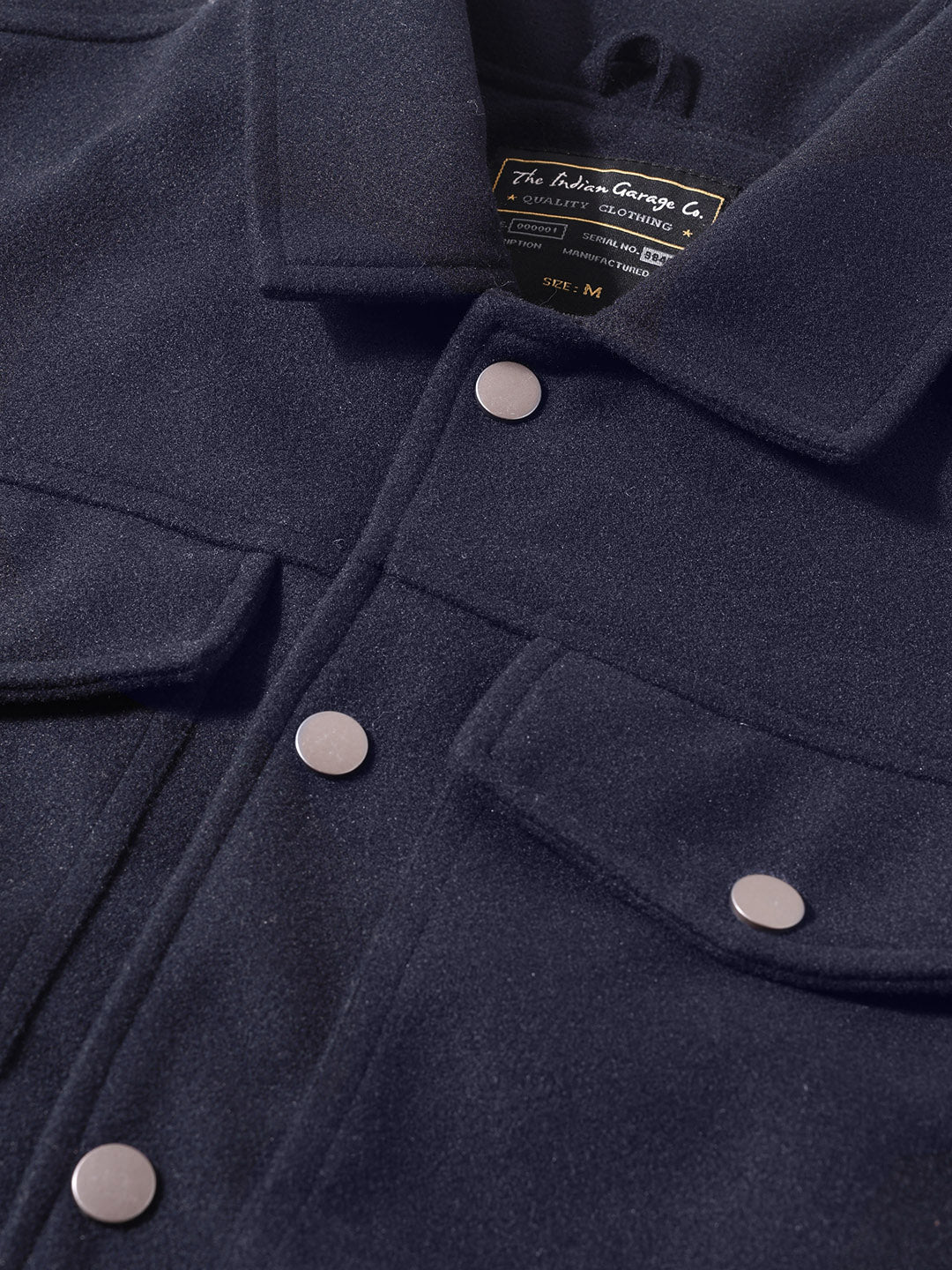 Men's Blue Regular Fit Solid Casual Jacket