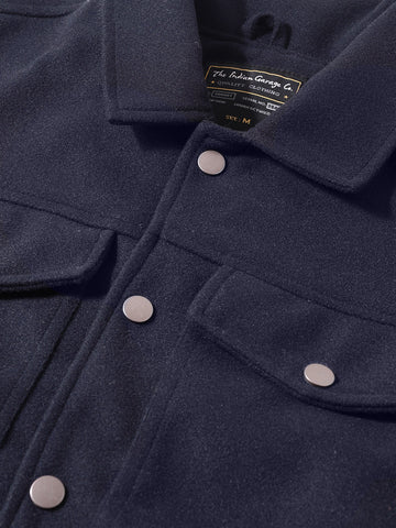 Men's Navy Blue Regular Fit Solid Casual Jacket