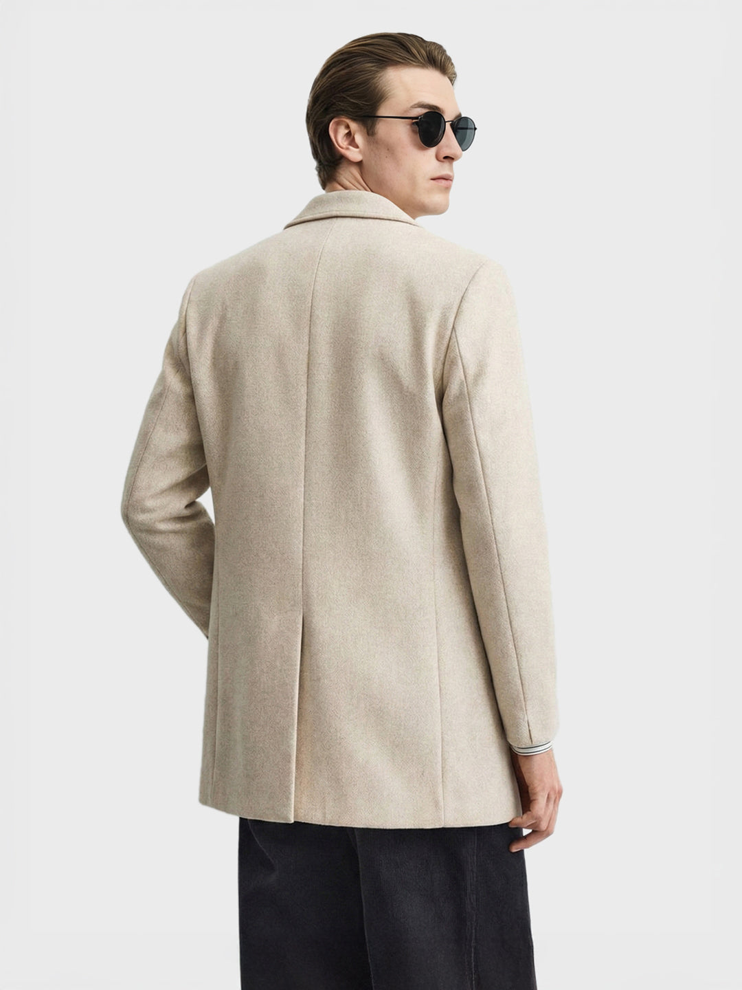 Men's Beige Regular Fit Solid Casual Jacket