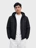 Men's Black Relaxed Fit Textured Retro Jacket