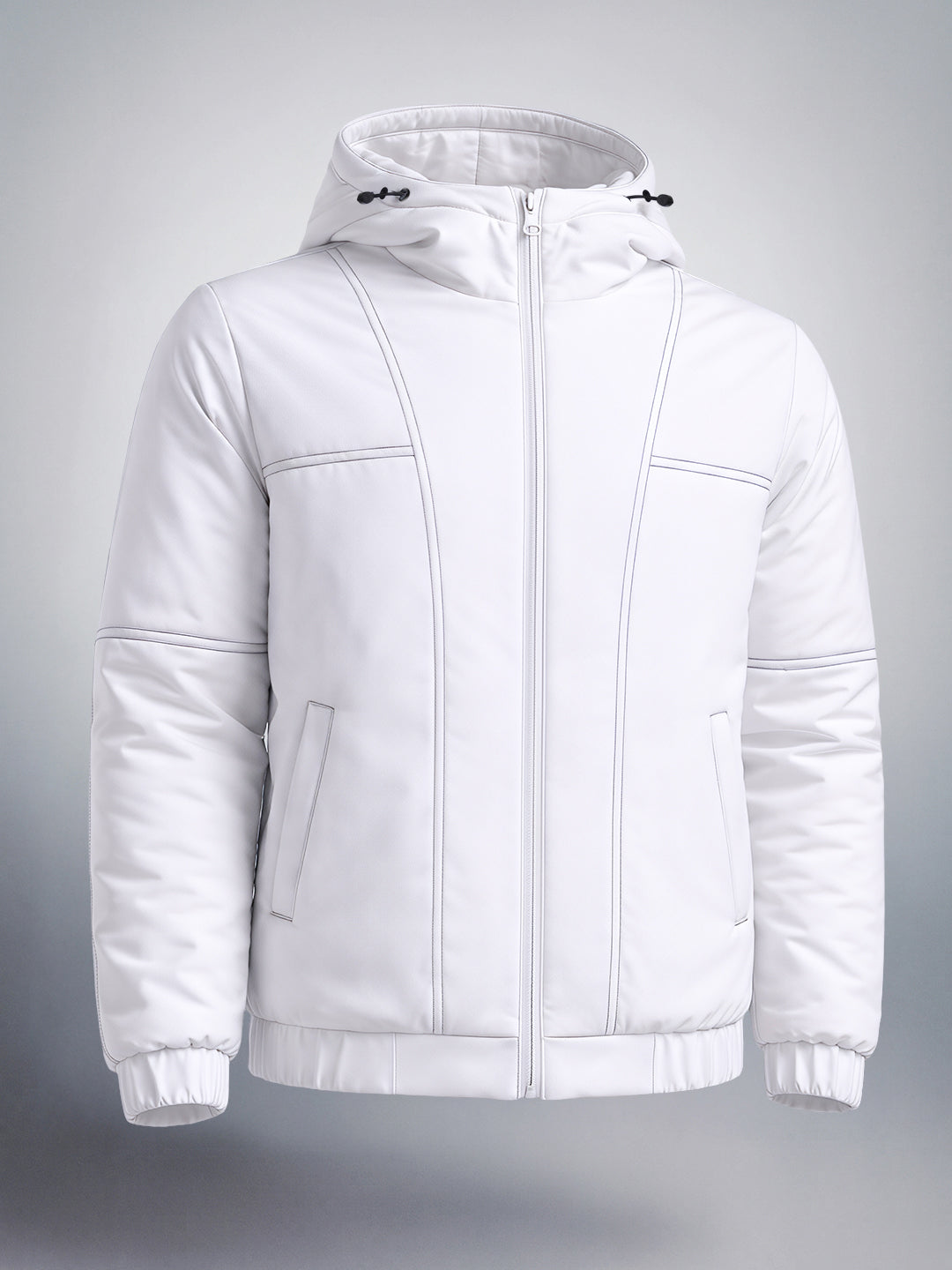 Men's White Relaxed Fit Textured Retro Jacket