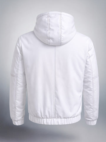 Men's White Relaxed Fit Textured Retro Jacket