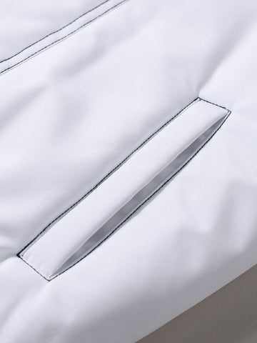 Men's White Relaxed Fit Textured Retro Jacket