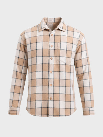 Men's Beige Oversized Fit Casual Shirt