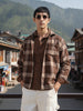Men's Gold Relaxed Fit Casual Checkered Shirt