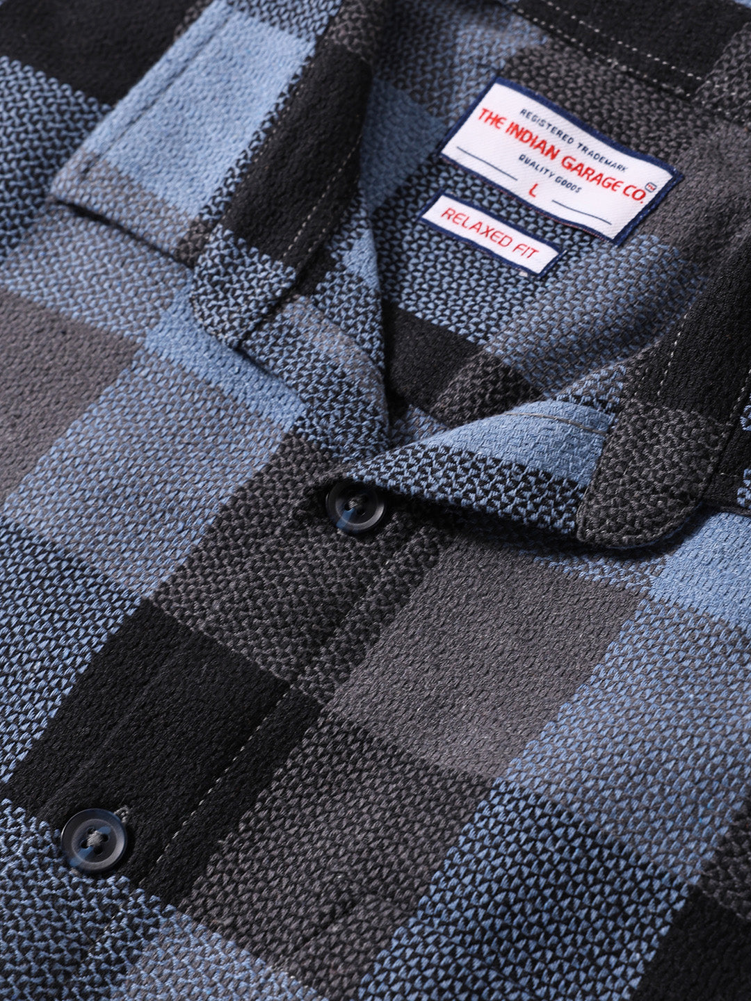 Men's Blue Relaxed Fit Casual Checkered Shirt