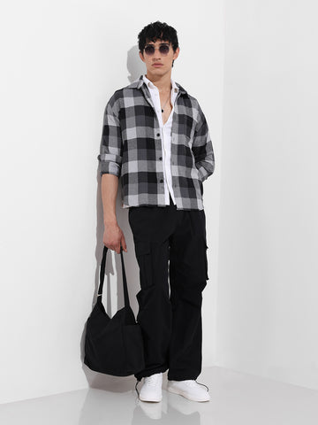 Men's Melange Relaxed Fit Casual Checkered Shirt