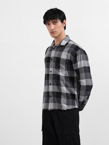 Men's Melange Relaxed Fit Casual Checkered Shirt