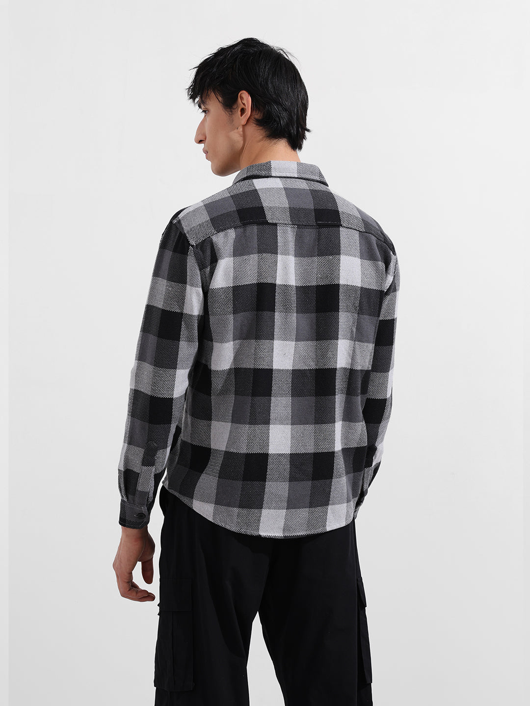 Men's Melange Relaxed Fit Casual Checkered Shirt