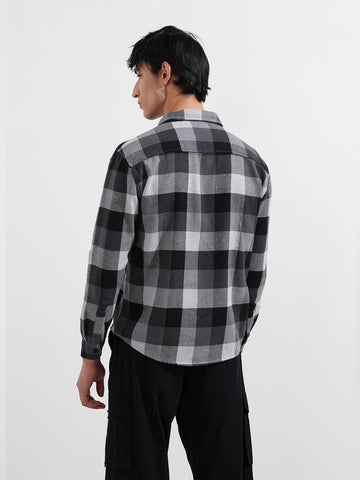 Men's Melange Relaxed Fit Casual Checkered Shirt